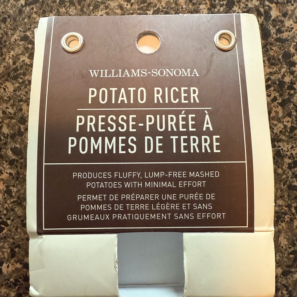 Williams Sonoma Potato Ricer with White Handle